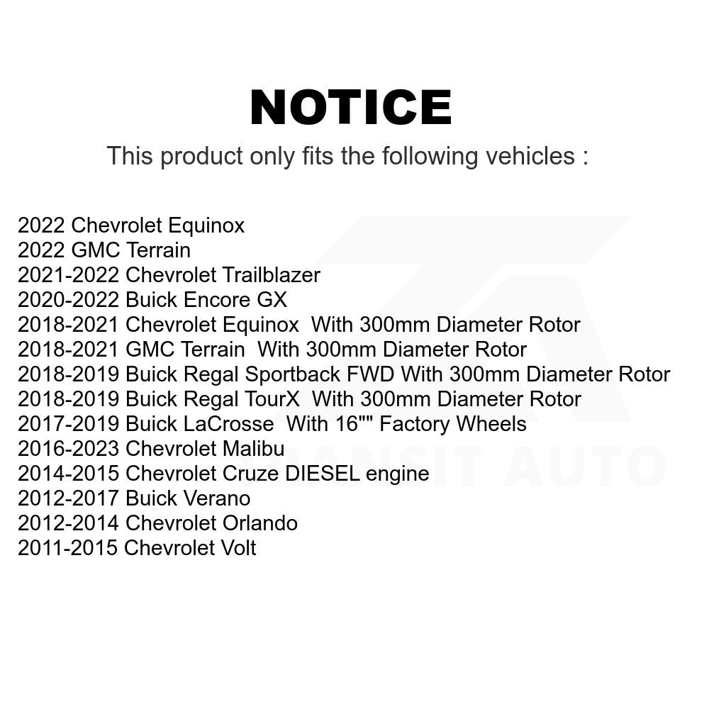 Front Brake Rotor Pair For Chevrolet Equinox Malibu Cruze Buick GMC Terrain Volt