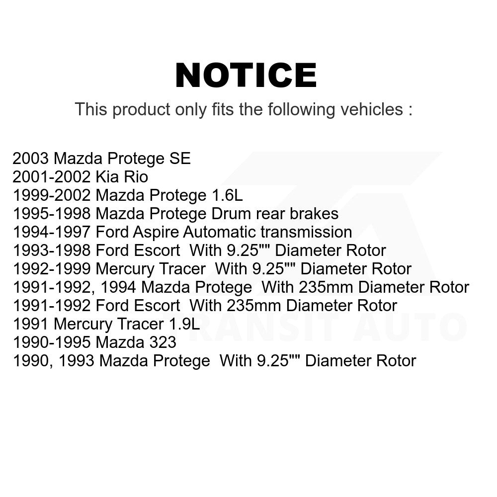 Front Brake Rotors Pair For Mazda Protege Ford Escort Mercury Tracer Kia Rio 323