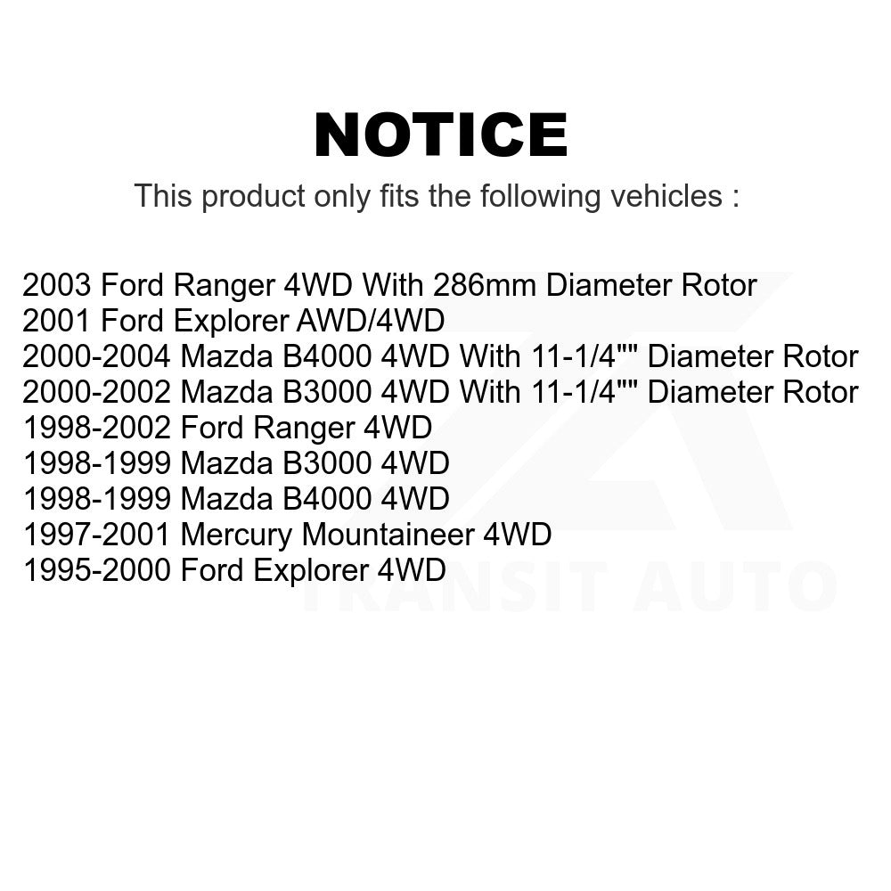 Front Brake Rotors Pair For Ford Ranger Explorer Mercury Mountaineer Mazda B3000