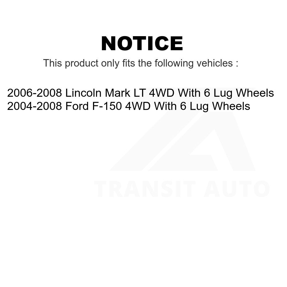 Front Disc Brake Rotor Pair For Ford F-150 Lincoln Mark LT With 6 Lug Wheels 4WD