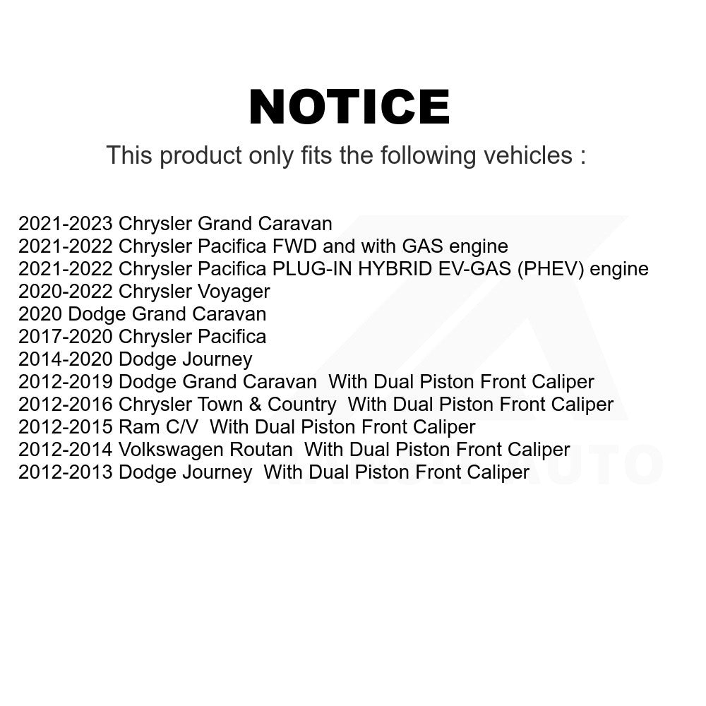 Front Brake Rotors Pair For Dodge Grand Caravan Chrysler Journey Town & Country