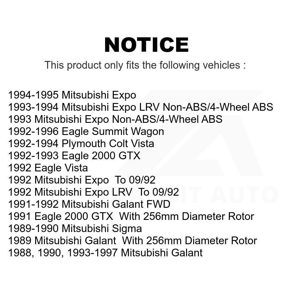 Front Brake Rotor Pair For Mitsubishi Galant Eagle Summit Plymouth Colt Expo LRV