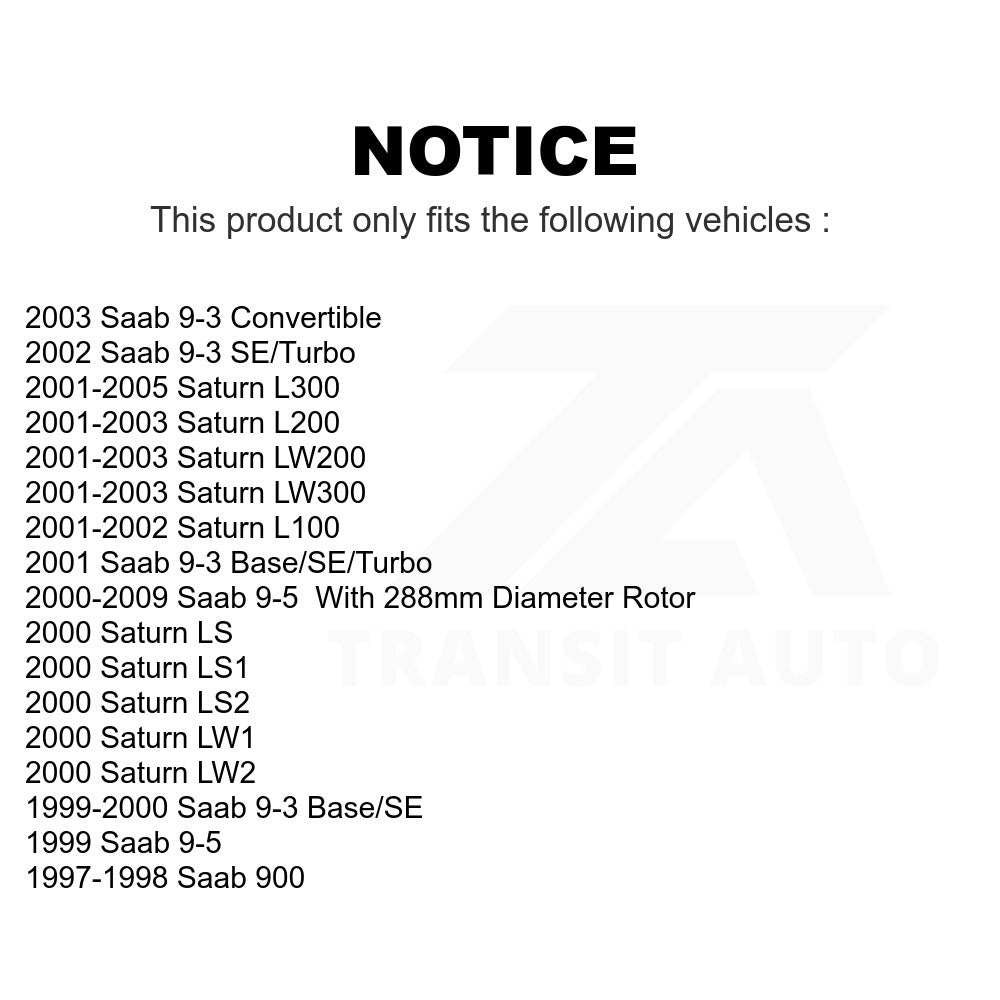 Front Brake Rotors Pair For Saturn Saab L200 9-5 9-3 L300 LS1 L100 LW200 LS2 900