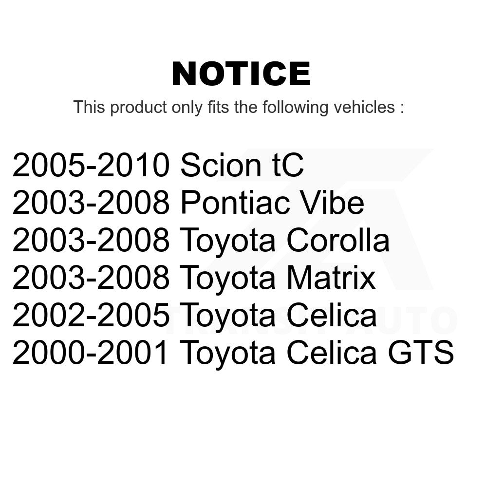 Front Brake Rotors Pair For Toyota Corolla Matrix Scion tC Pontiac Vibe Celica