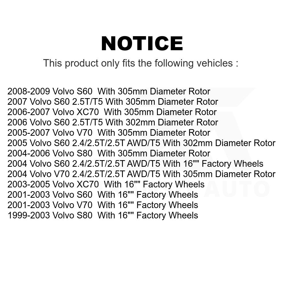 Front Disc Brake Rotors Pair For Volvo S60 V70 XC70 S80