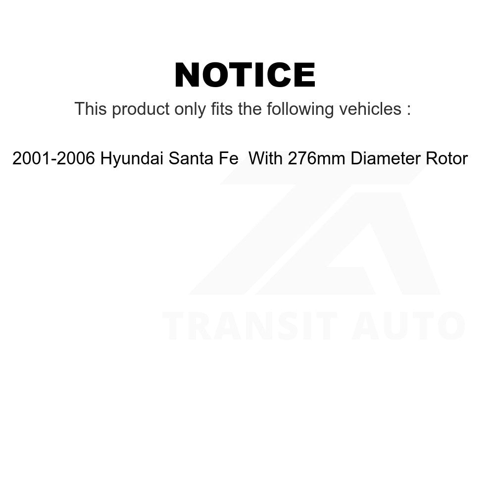 Front Brake Rotors Pair For 2001-2006 Hyundai Santa Fe With 276mm Diameter Rotor