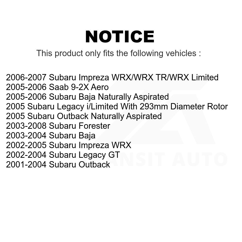 Front Brake Rotor Pair For Subaru Forester Outback Impreza Legacy Baja Saab 9-2X