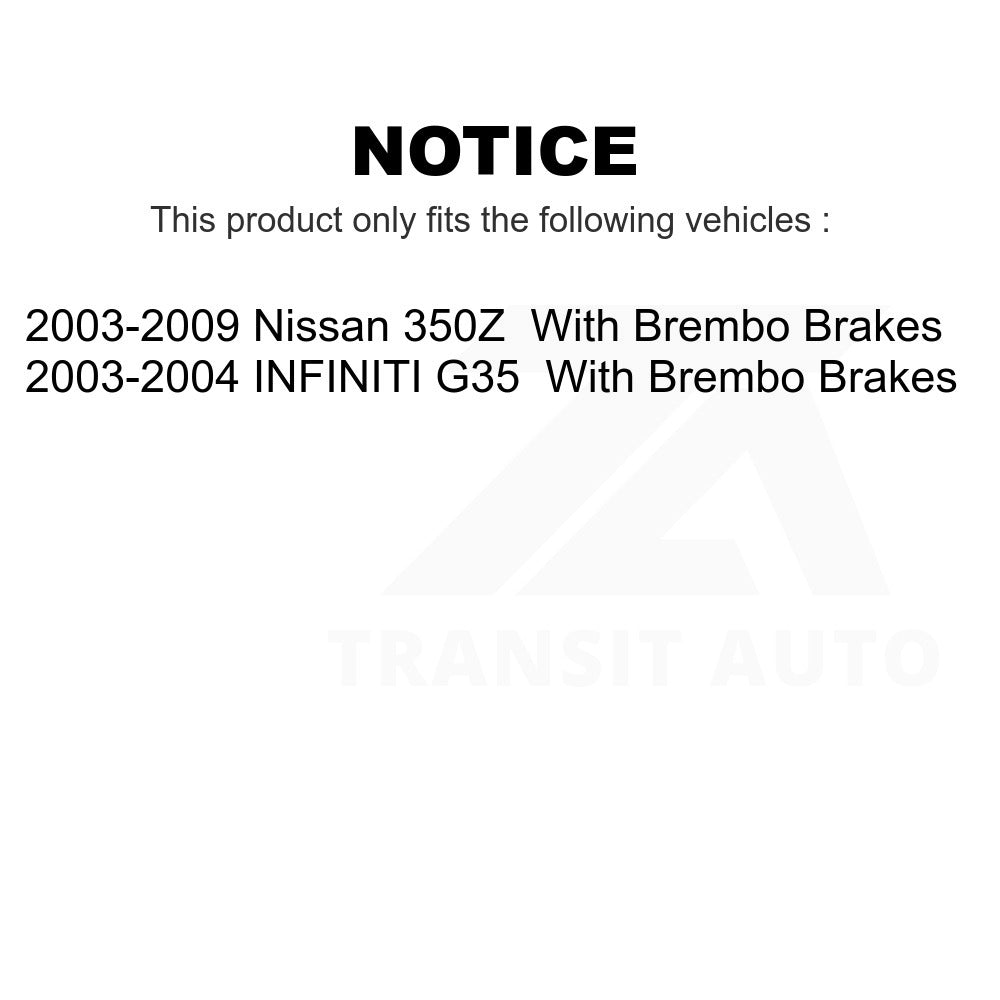 Front Brake Rotors Pair For Nissan 350Z Infiniti G35 INFINITI With Brembo Brakes