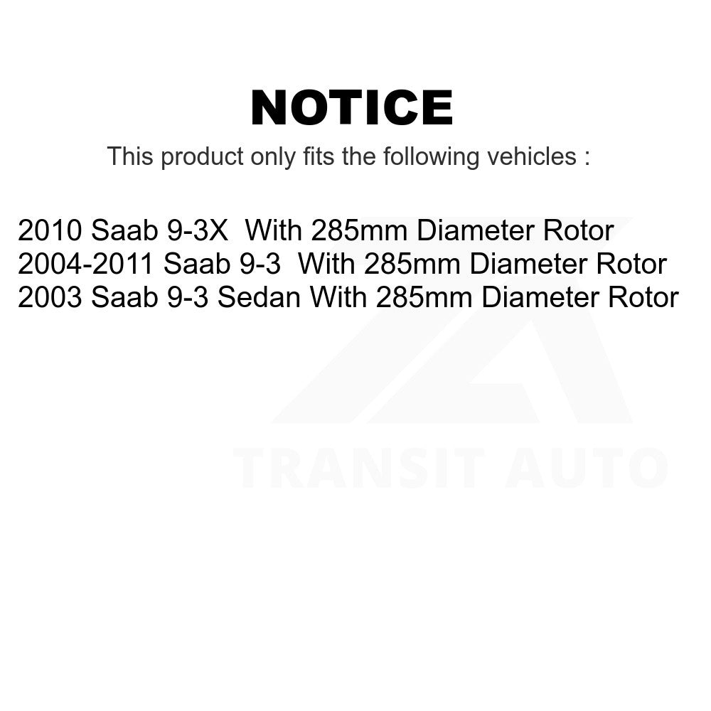 Front Disc Brake Rotors Pair For Saab 9-3 9-3X With 285mm Diameter Rotor