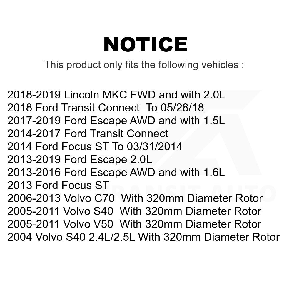 Front Brake Rotors Pair For Ford Escape Focus Transit Connect Volvo S40 Lincoln