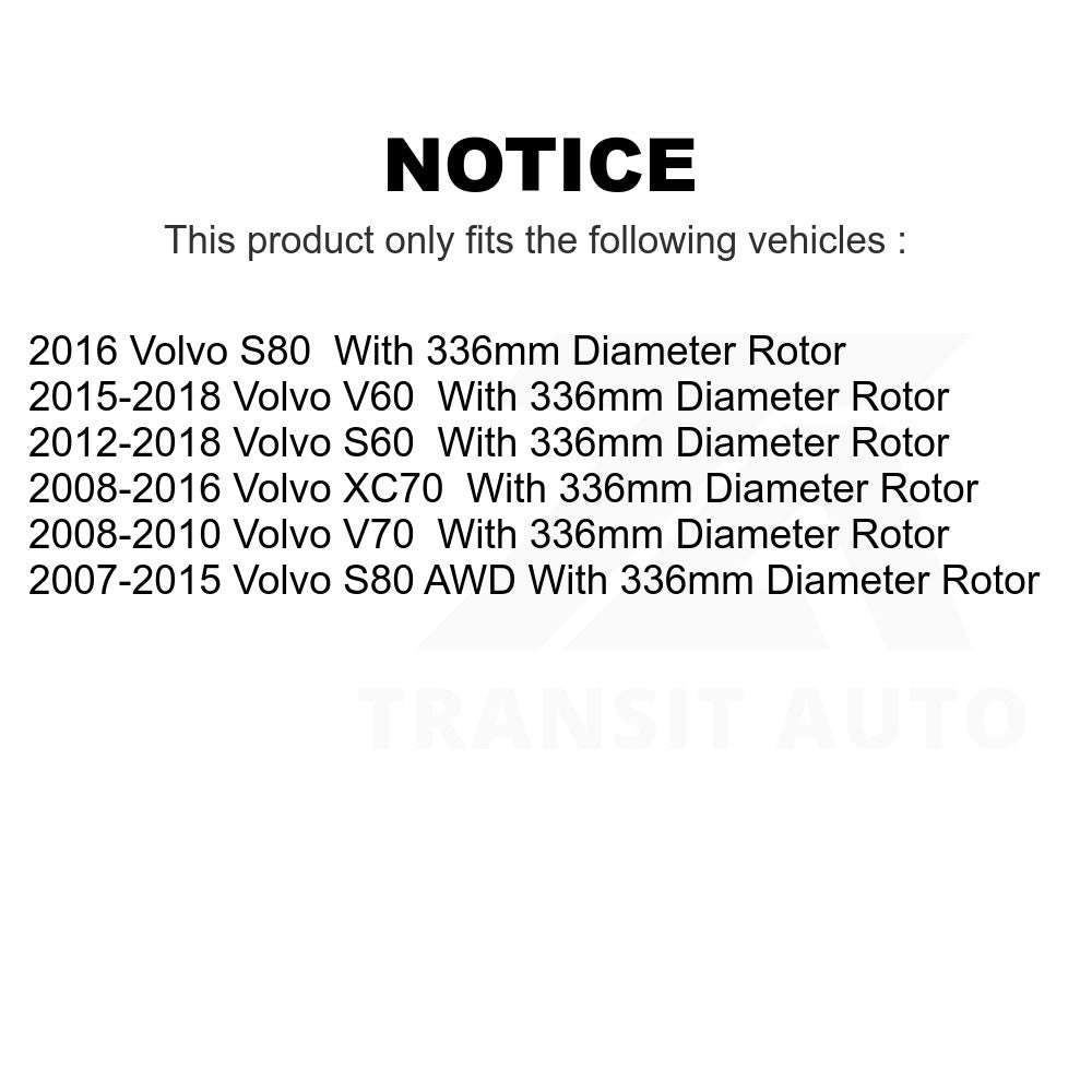 Front Brake Rotors Pair For Volvo S60 XC70 S80 V60 V70 With 336mm Diameter Rotor
