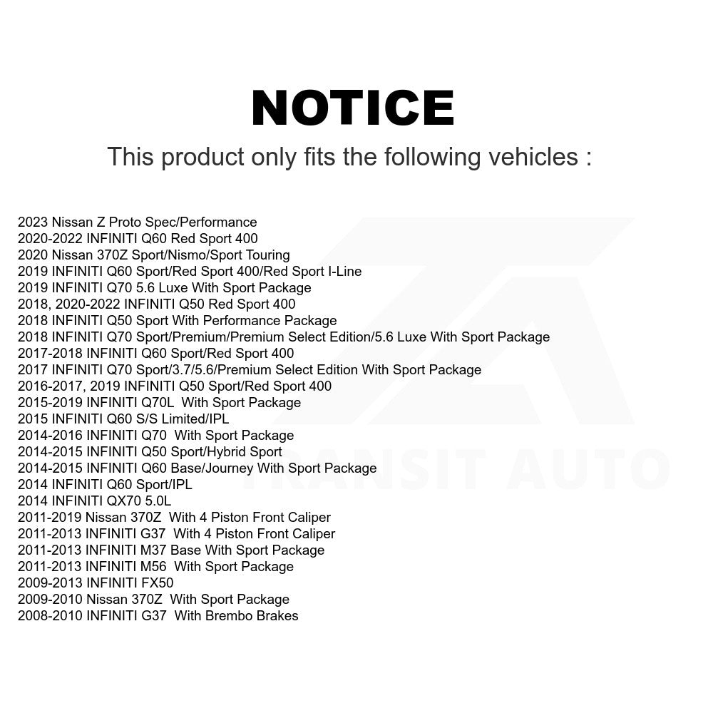 Front Brake Rotors Pair For INFINITI G37 Q50 Nissan 370Z Q60 M37 Q70 Q70L QX70 Z