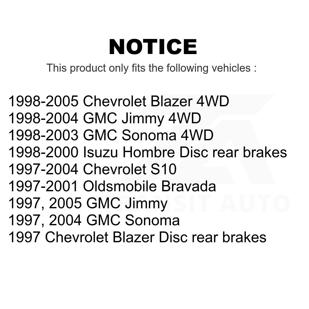 Rear Brake Rotor Pair For Chevrolet S10 Blazer GMC Sonoma Jimmy Oldsmobile Isuzu