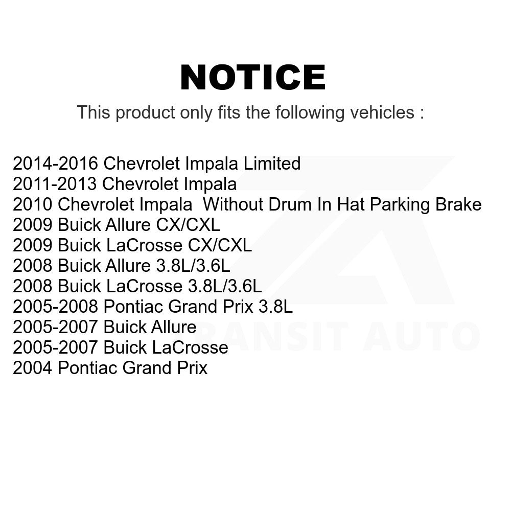 Paire de rotors de frein arrière pour Chevrolet Impala Pontiac Grand Prix Buick LaCrosse 