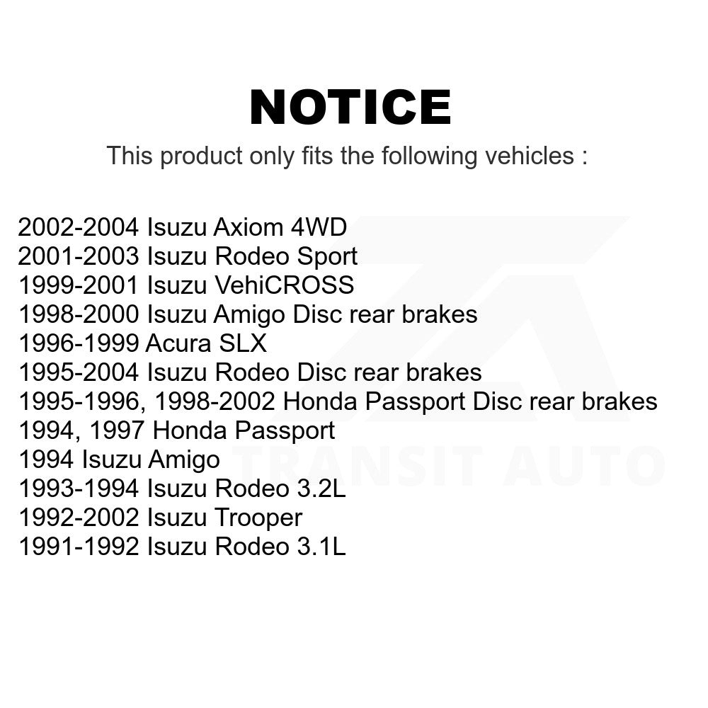 Rear Brake Rotors Pair For Isuzu Rodeo Trooper Honda Passport Axiom Amigo Sport
