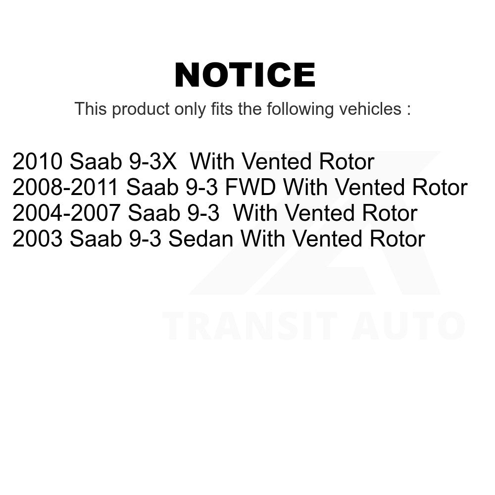 Rear Disc Brake Rotors Pair For Saab 9-3 9-3X With Vented Rotor