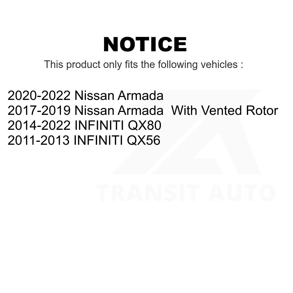 Paire de rotors de frein à disque arrière pour INFINITI Nissan Armada QX80 QX56 