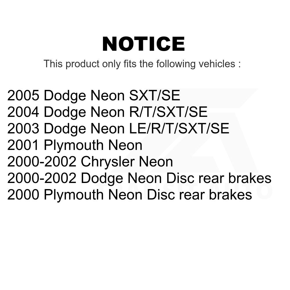 Kit de rotors de frein à disque avant et arrière, pour Neon Dodge Plymouth Chrysler 