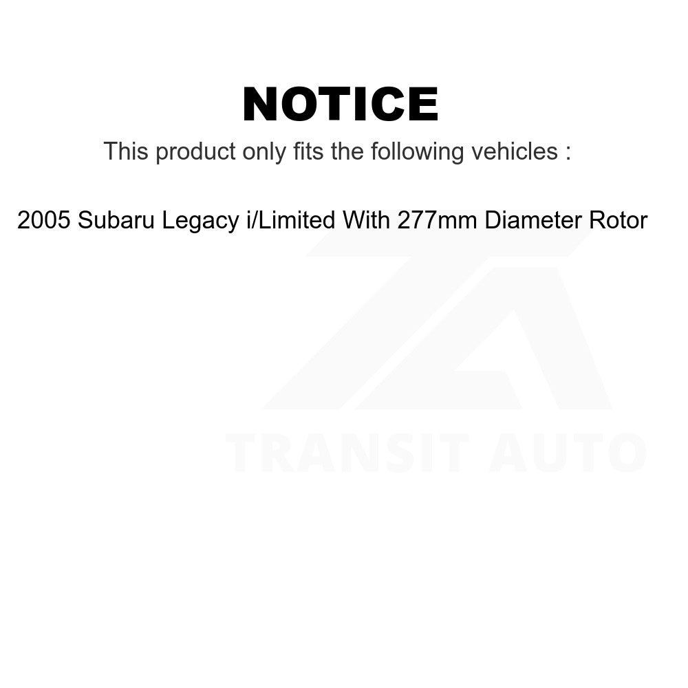 Front Rear Brake Rotor Kit For Subaru Legacy i Limited With 277mm Diameter