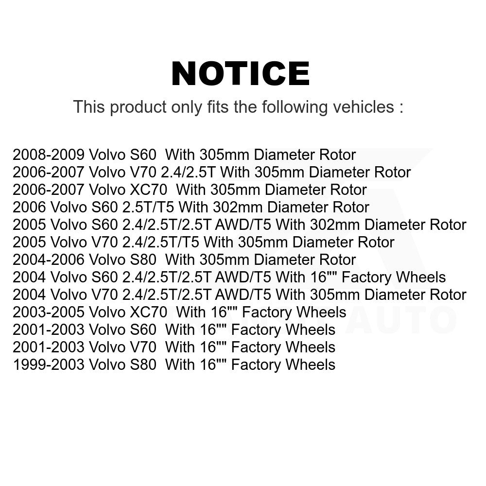 Front Rear Disc Brake Rotors Kit For Volvo S60 V70 XC70 S80