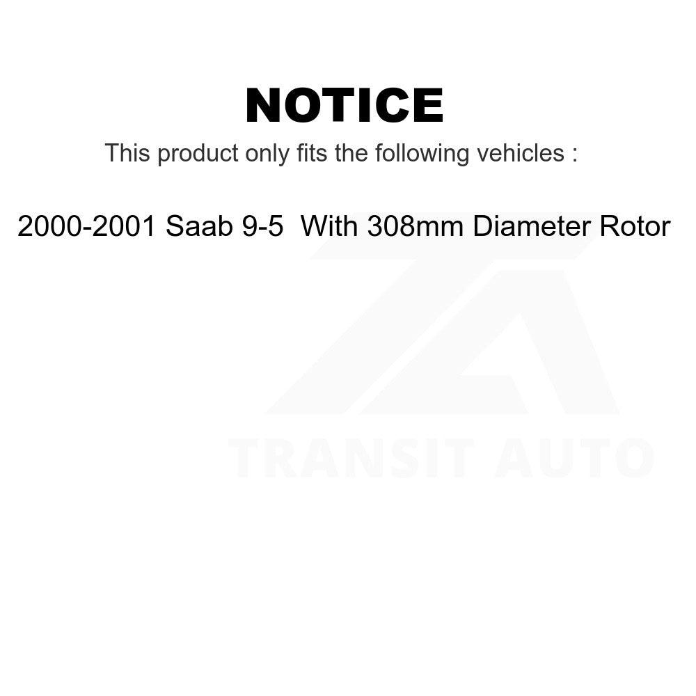 Front Rear Disc Brake Rotor Kit For 2000-2001 Saab 9-5 With 308mm Diameter