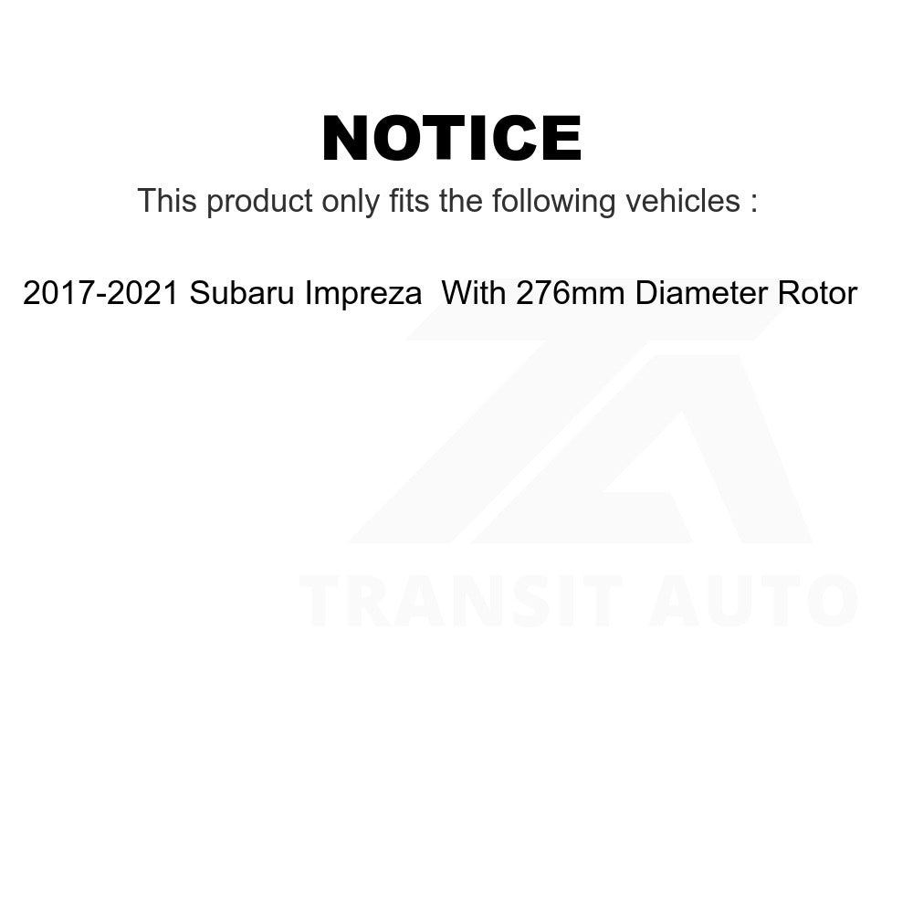 Front Brake Rotors Pair For 2017-2021 Subaru Impreza With 276mm Diameter Rotor