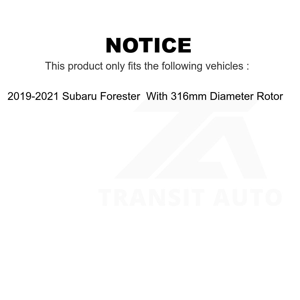 Front Brake Rotors Pair For 2019-2021 Subaru Forester With 316mm Diameter Rotor