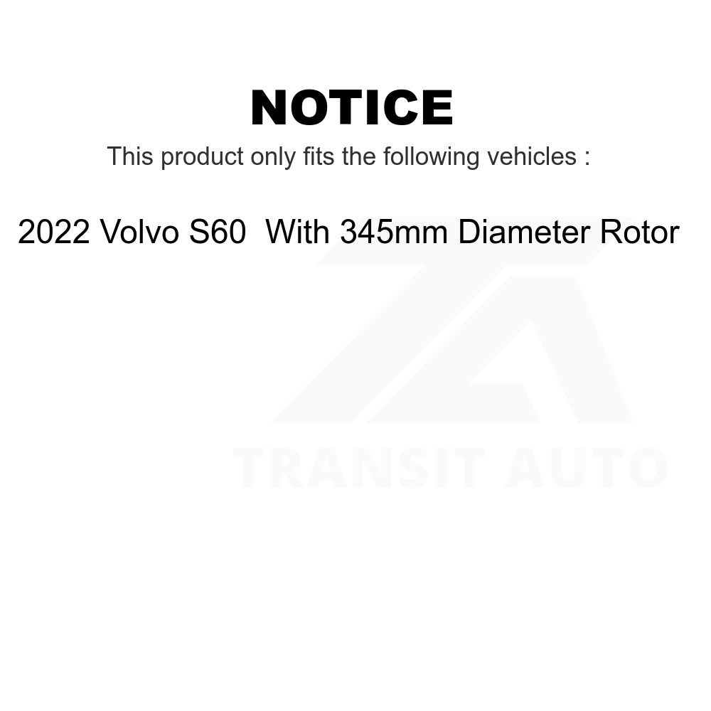 Front Rear Disc Brake Rotors Kit For 2022 Volvo S60 With 345mm Diameter Rotor