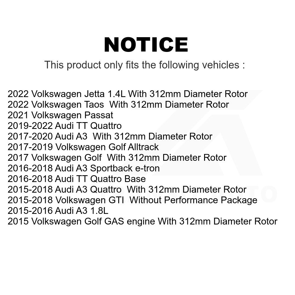 Front Brake Rotor Ceramic Pad Kit For Volkswagen Audi GTI A3 Quattro Golf e-tron