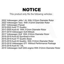 Charger l&#39;image dans la galerie, Front Brake Rotor Ceramic Pad Kit For Volkswagen Audi GTI A3 Quattro Golf e-tron