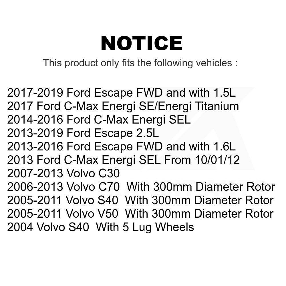 Front Brake Rotors & Ceramic Pad Kit For Ford Escape Volvo C-Max S40 C70 C30 V50