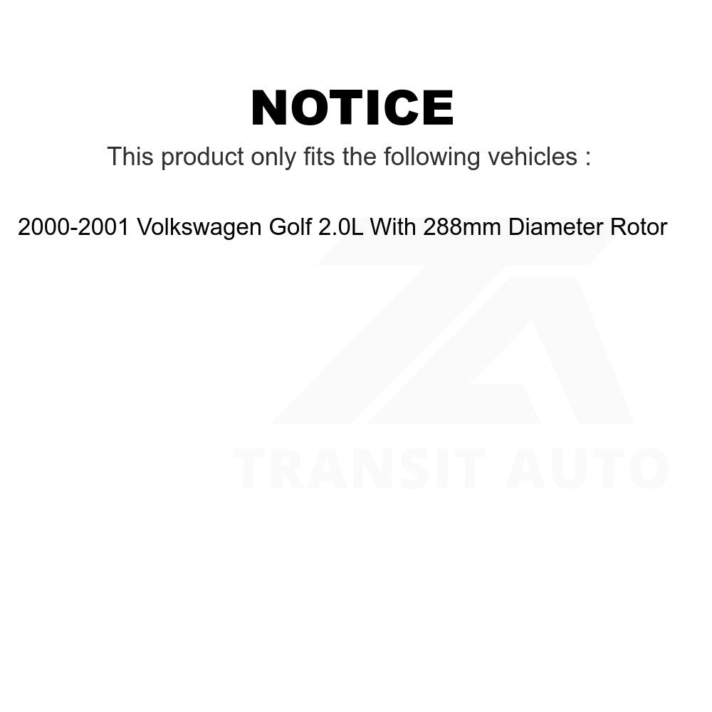 Front Brake Rotors Ceramic Pad Kit For Volkswagen Golf With 288mm Diameter Rotor