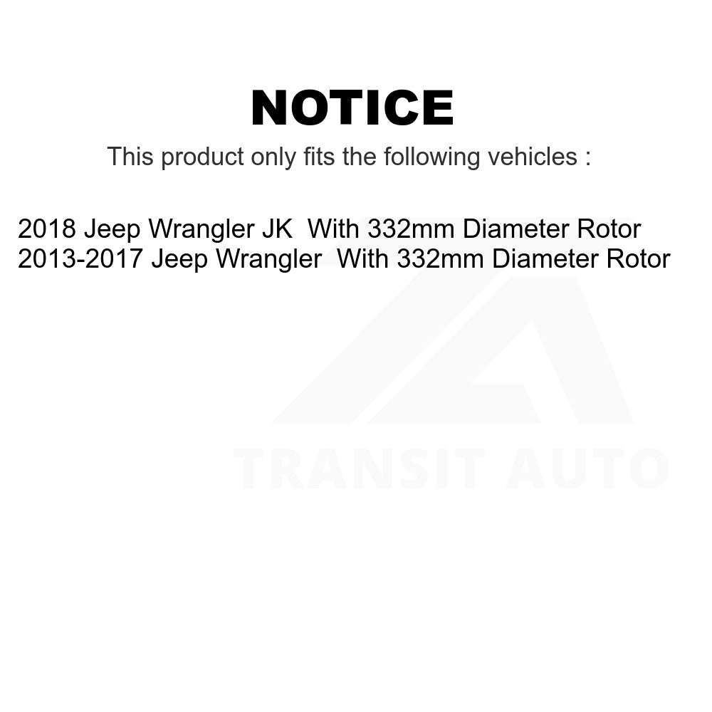 Front Brake Rotor Ceramic Pad Kit For Jeep Wrangler JK With 332mm Diameter