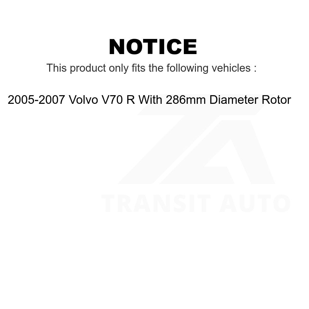 Front Brake Rotors Ceramic Pad Kit For 05-07 Volvo V70 With 286mm Diameter Rotor