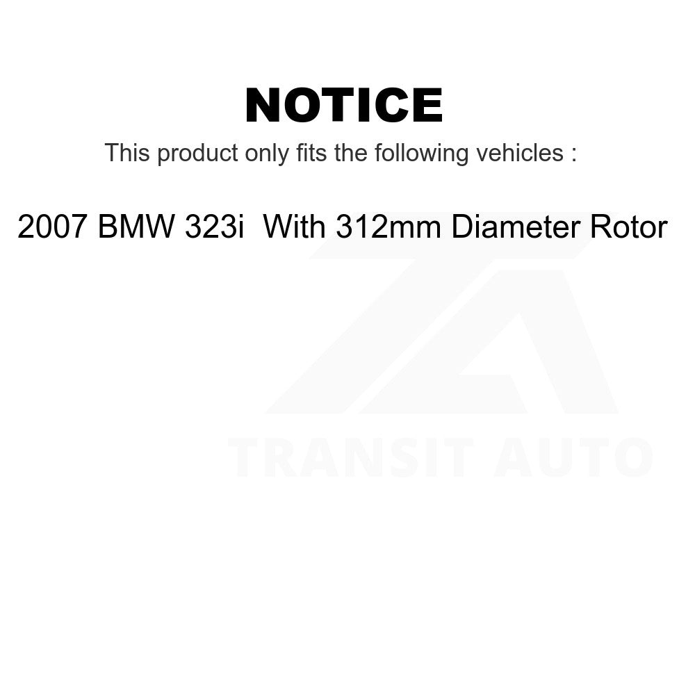 Front Brake Rotors & Ceramic Pad Kit For 2007 BMW 323i With 312mm Diameter Rotor