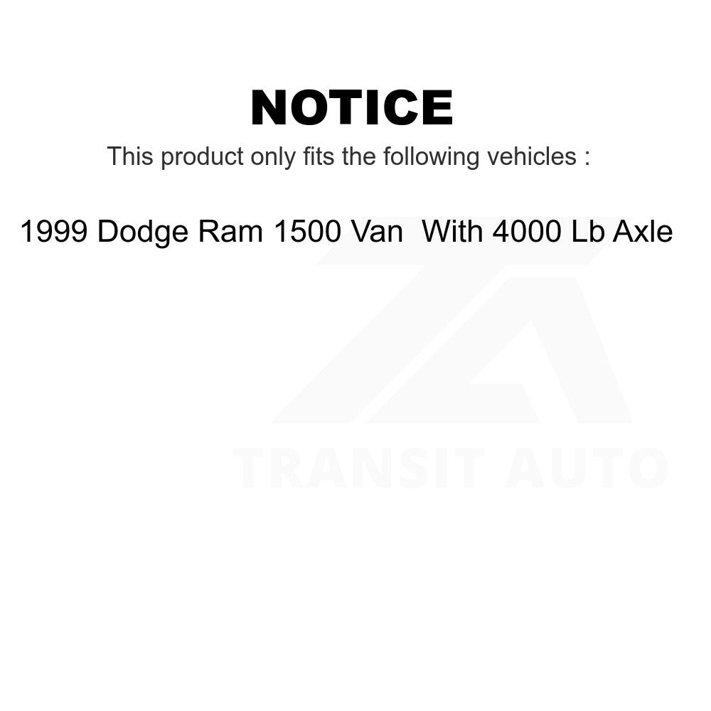 Front Brake Rotors Ceramic Pad Kit For 1999 Dodge Ram 1500 Van With 4000 Lb Axle