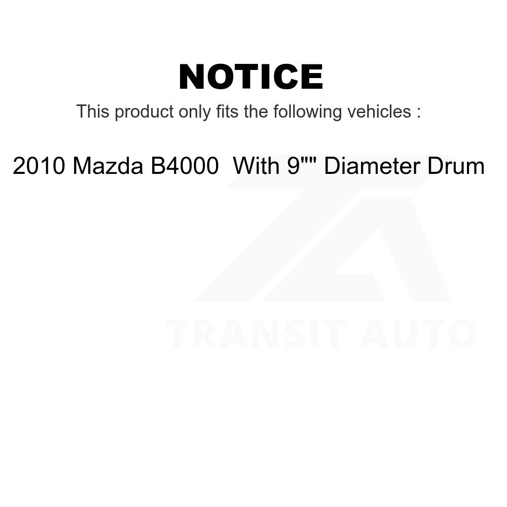 Rear Brake Drum Shoes And Spring Kit For 2010 Mazda B4000 With 9" Diameter