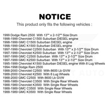 Charger l'image dans la galerie, Front Rear Semi-Metallic Brake Pads &amp; Drum Shoe Kit For Chevrolet Dodge Ram 2500