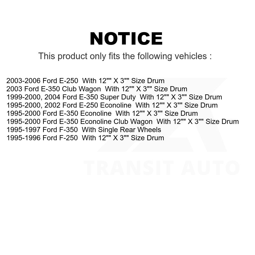 Front Rear Semi-Metallic Brake Pads And Drum Shoe Kit For Ford F-350 E-250 F-250