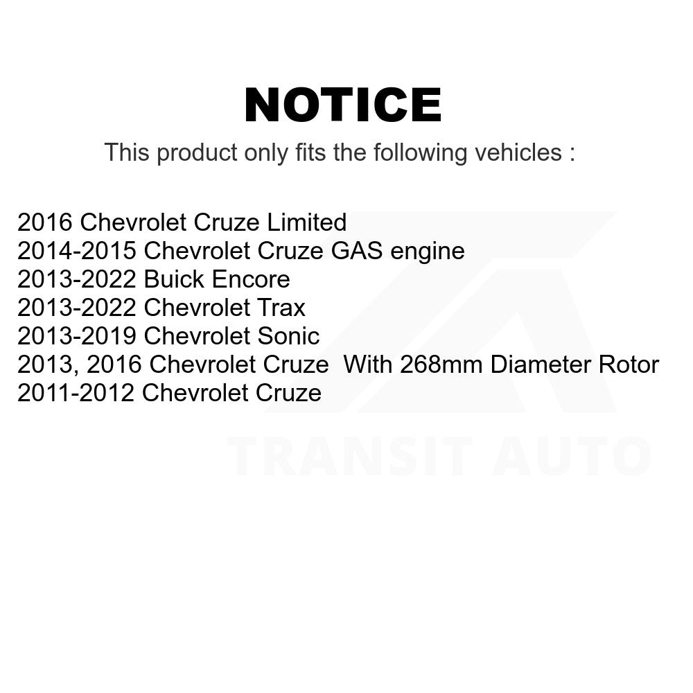 Rear Coated Brake Rotor Pair For Chevrolet Cruze Buick Encore Trax Sonic Limited