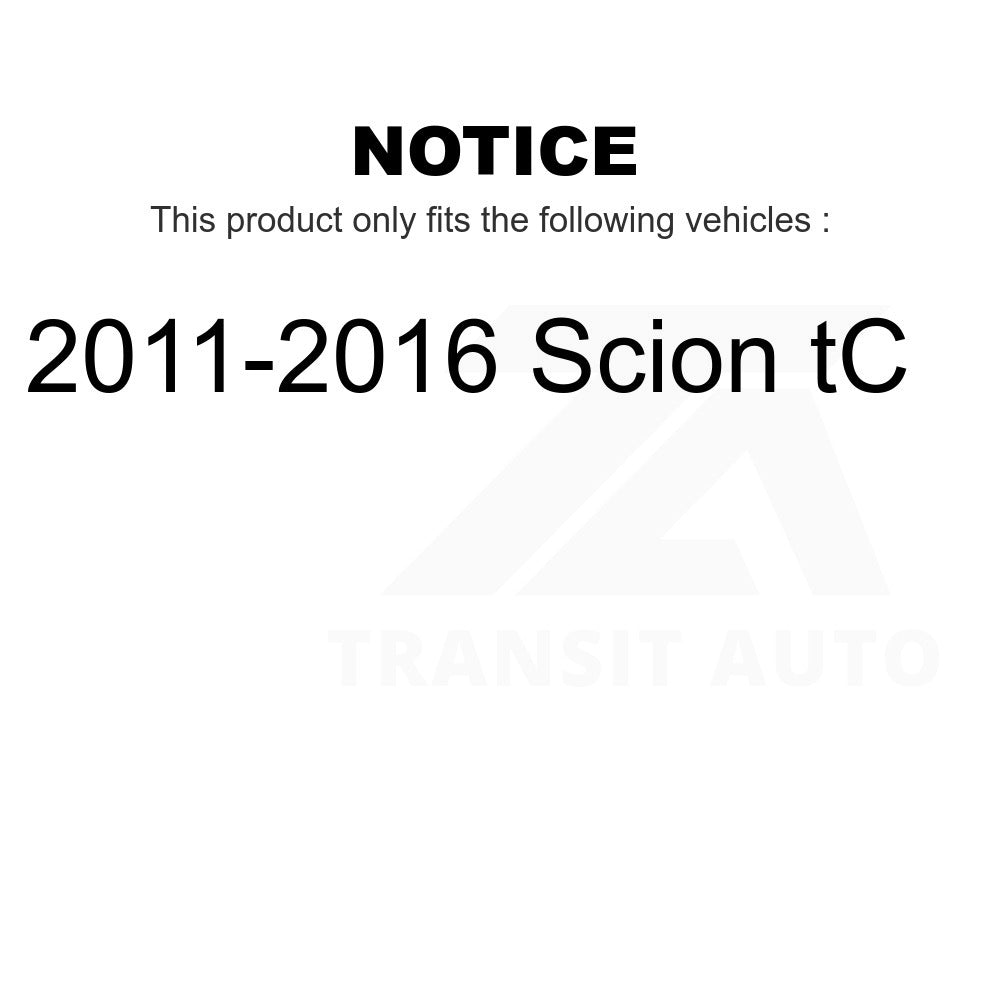 Paire de disques de frein à disque arrière avec revêtement pour Scion tC 2011-2016 