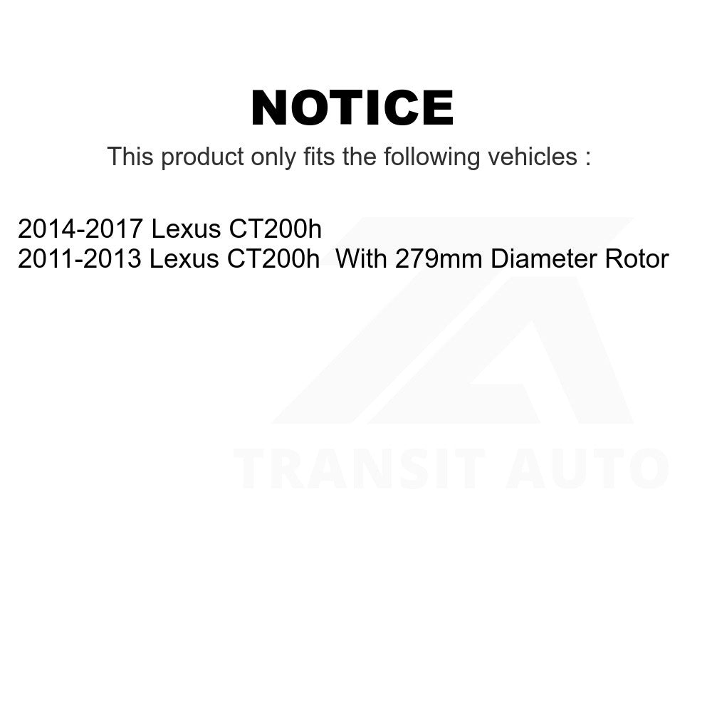 Rear Coated Disc Brake Rotors Pair For Lexus CT200h