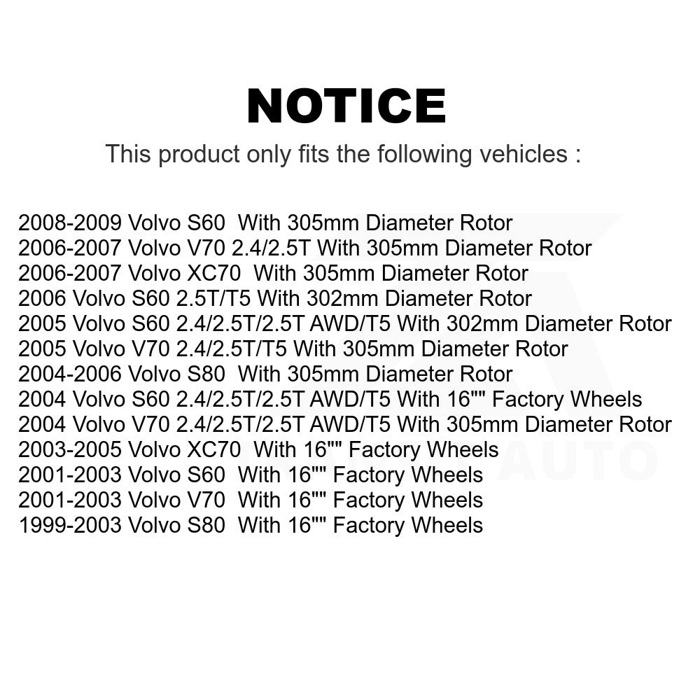 Front Rear Coated Disc Brake Rotors Kit For Volvo S60 V70 XC70 S80