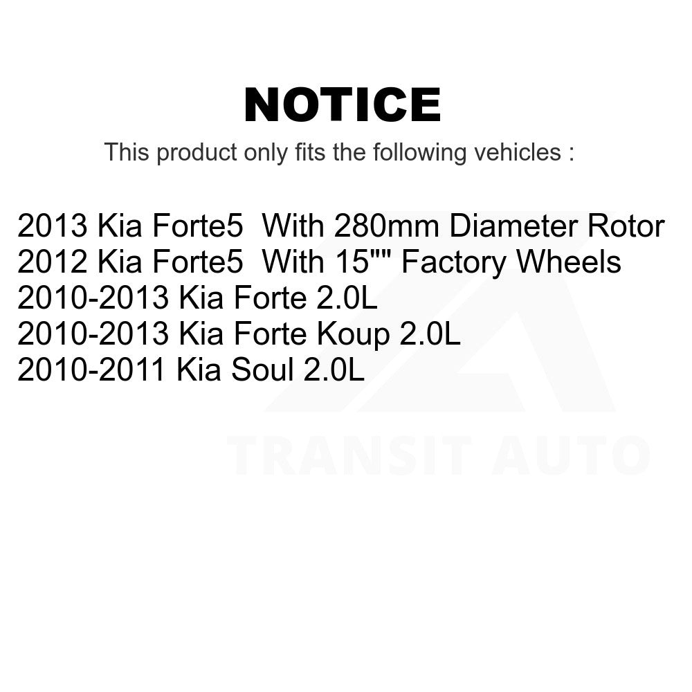 Front Rear Coated Disc Brake Rotors Kit For Kia Forte Soul Koup Forte5