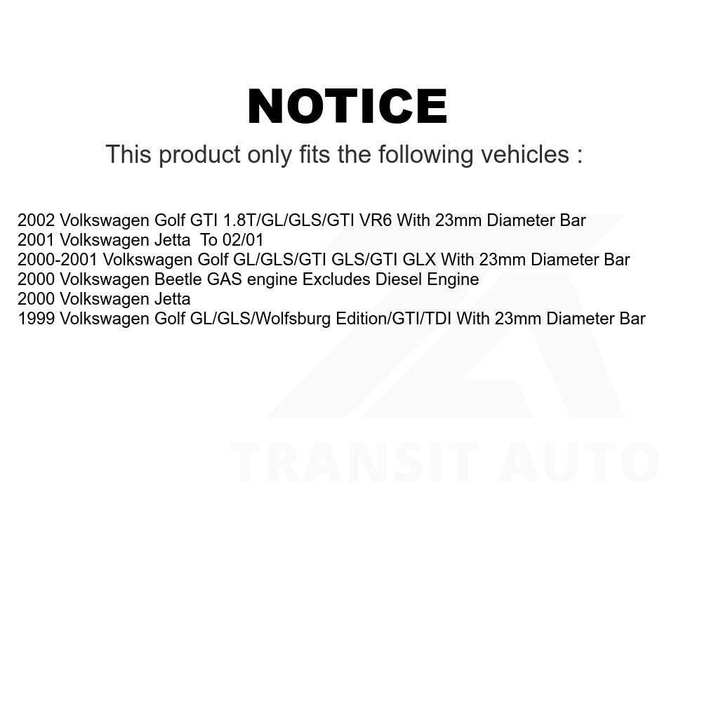 Front Complete Shock Assembly And TOR Link Kit For Volkswagen Jetta Golf Beetle