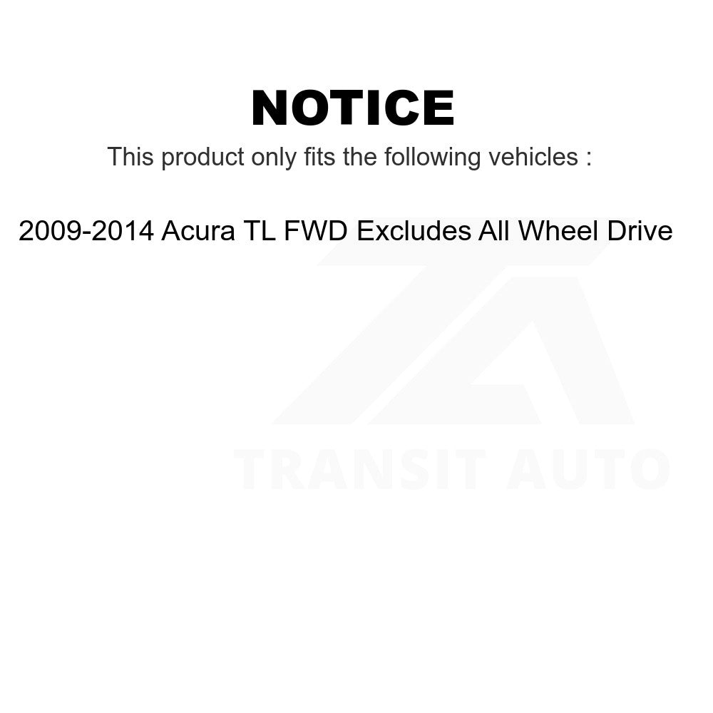 Front Shock Assembly & TOR Link Kit For 09-14 Acura TL Excludes All Wheel Drive