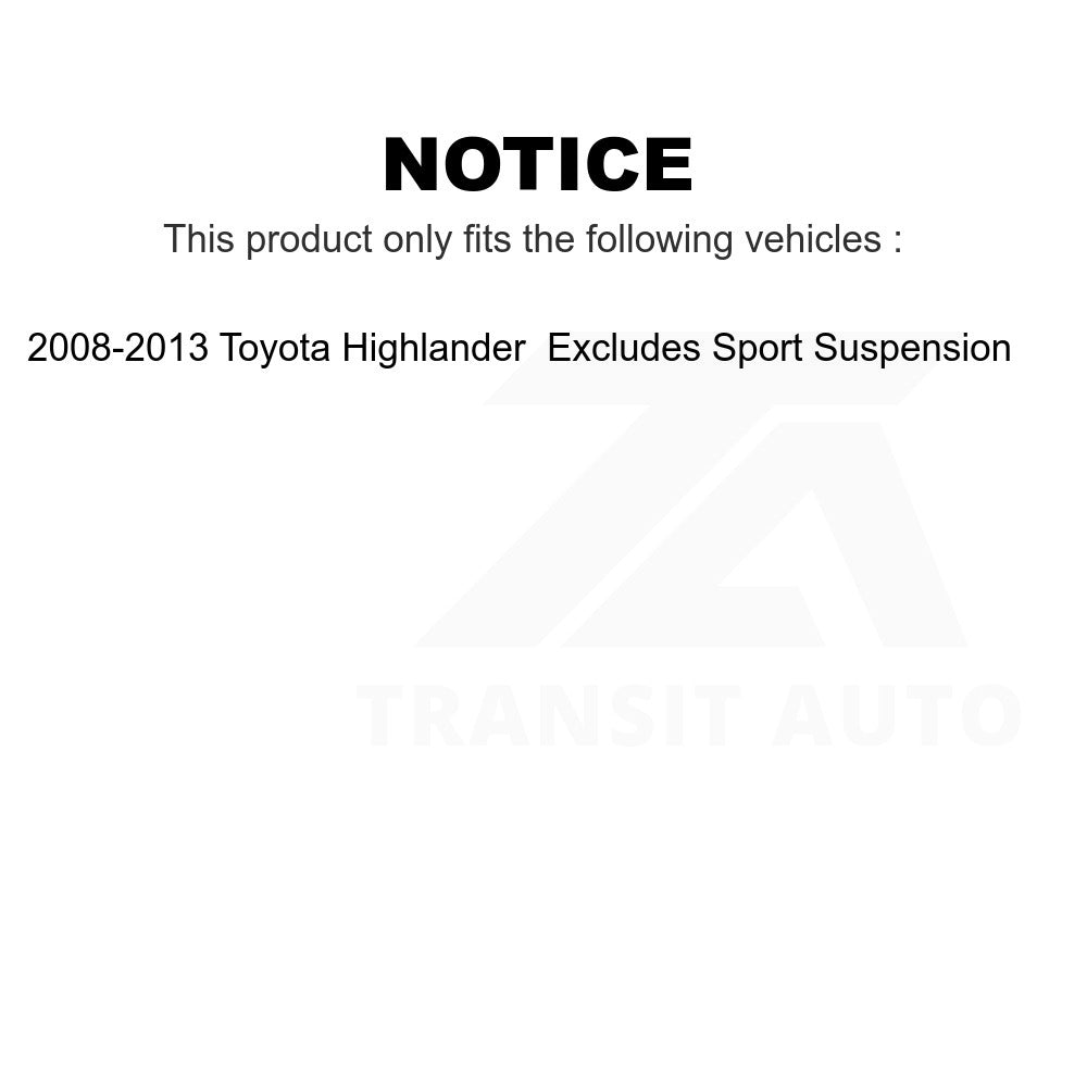 Front Shock Assembly TQ Link Kit For Toyota Highlander Excludes Sport Suspension