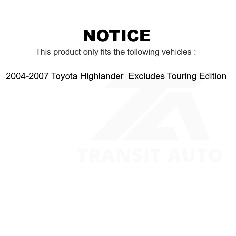 Front Shock Assembly TOR Link Kit For Toyota Highlander Excludes Touring Edition