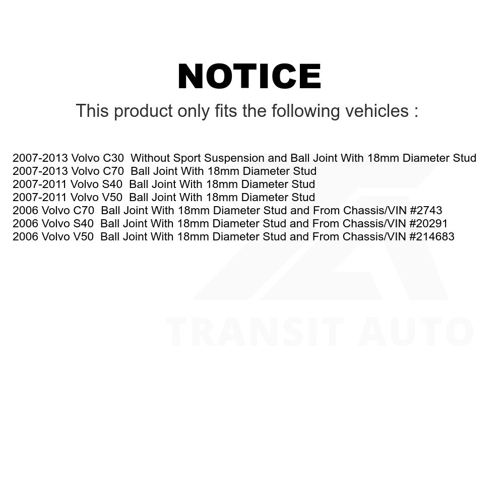 Front Suspension Control Arm And Ball Joint Link Kit For Volvo S40 C70 C30 V50