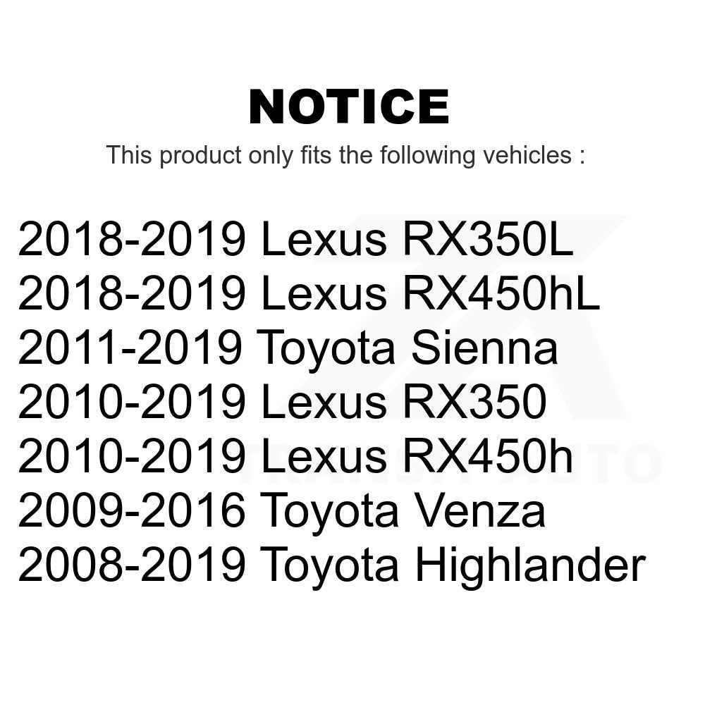 Kit de rotules avant pour Toyota Highlander Lexus Sienna RX350 Venza RX450h 